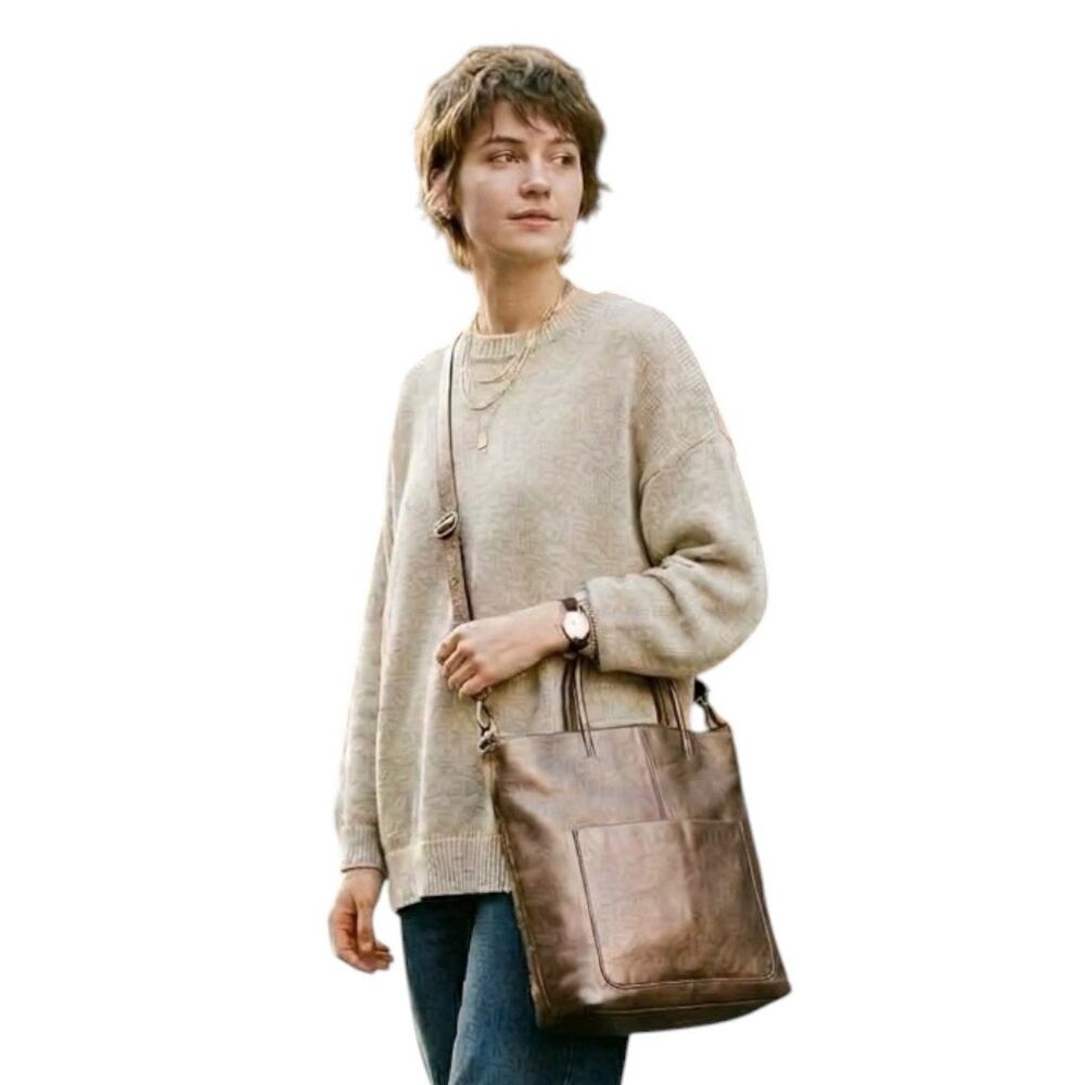 HOBO Metallic Bronze Leather Tripp Medium Convertible Luxe Tote Crossbody Bag